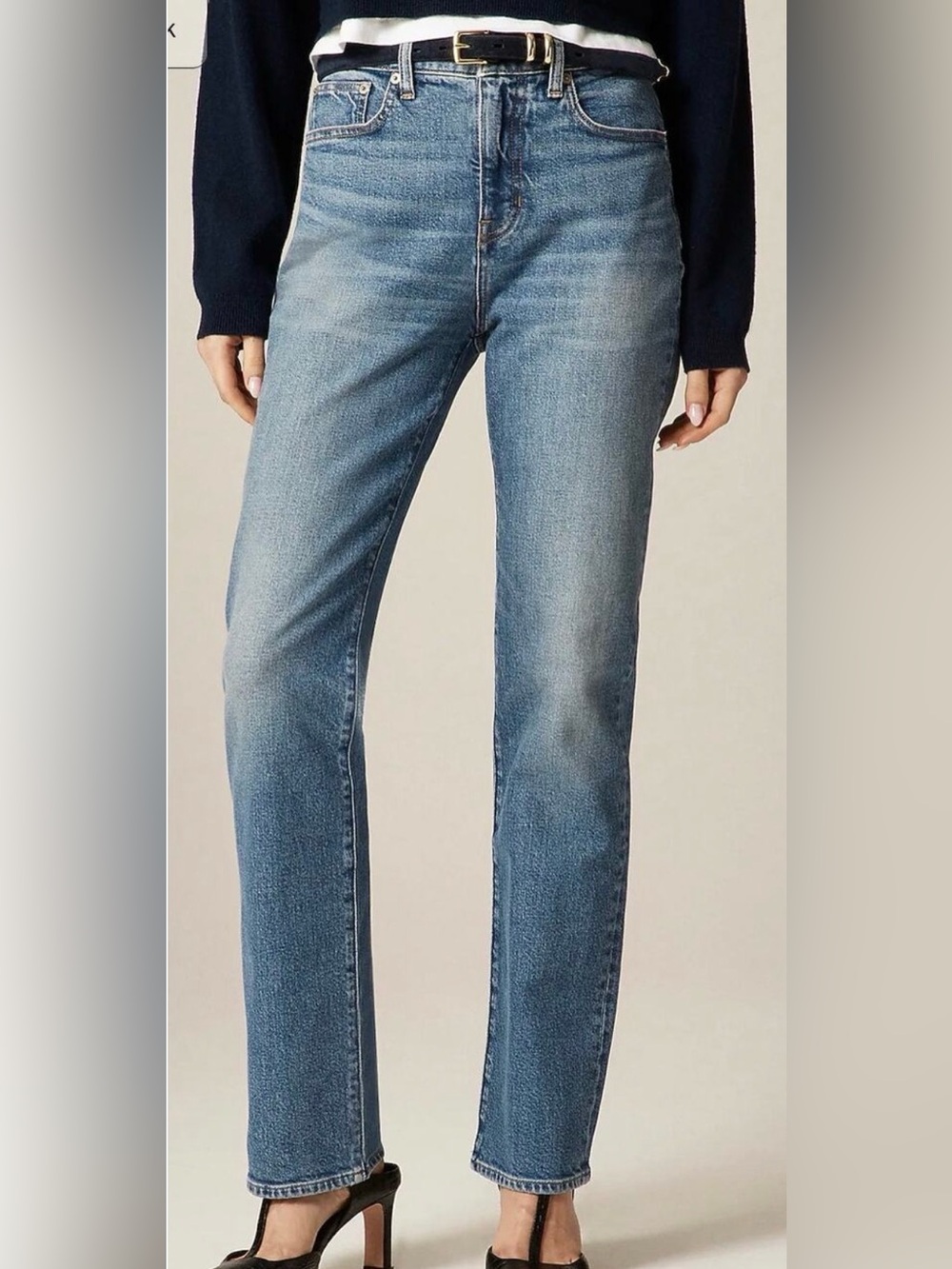 J.Crew Nipped Straight High Rise Jeans Size 27 Medium Wash Semi Stretch Denim